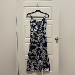 Elegant Floral Navy Dress